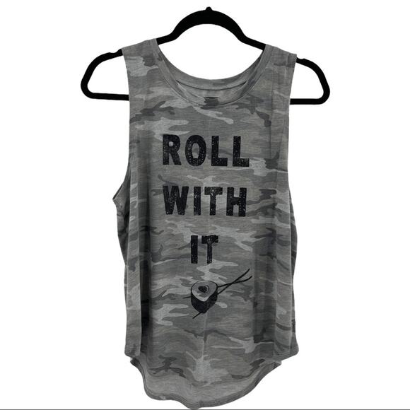 Grayson Threads Women’s Camo "Roll With It" Sushi Graphic Tank Top Size L - Picture 5 of 8